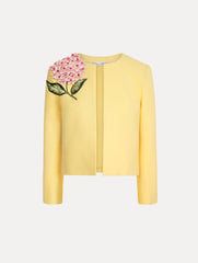 Oscar de la Renta Porcelain Flower Embroidered Jacket
