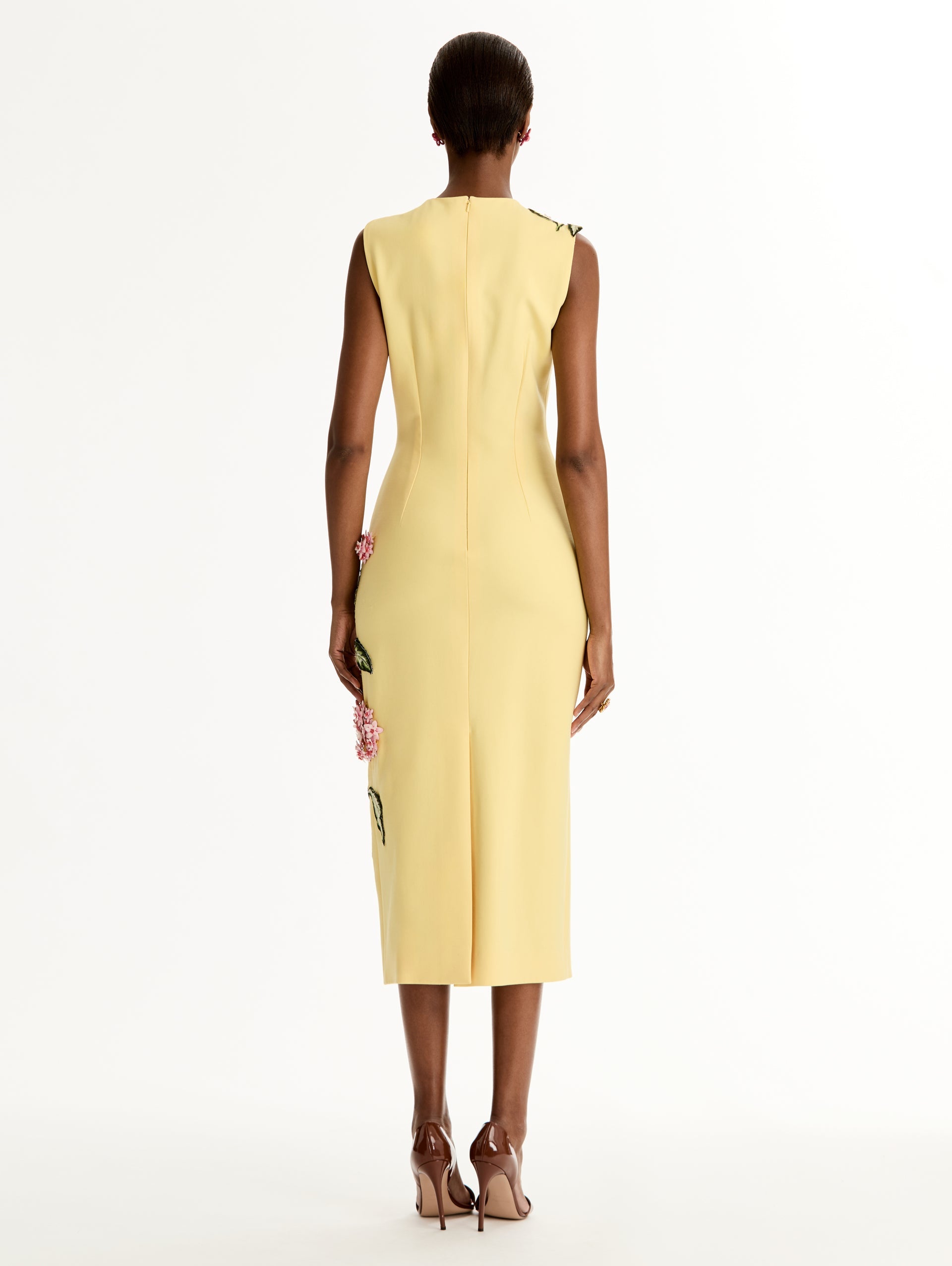 Oscar de la Renta Porcelain Flower Embroidered Dress
