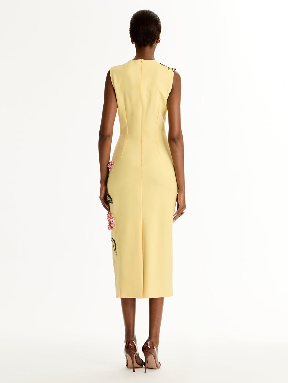 Oscar de la Renta Porcelain Flower Embroidered Dress