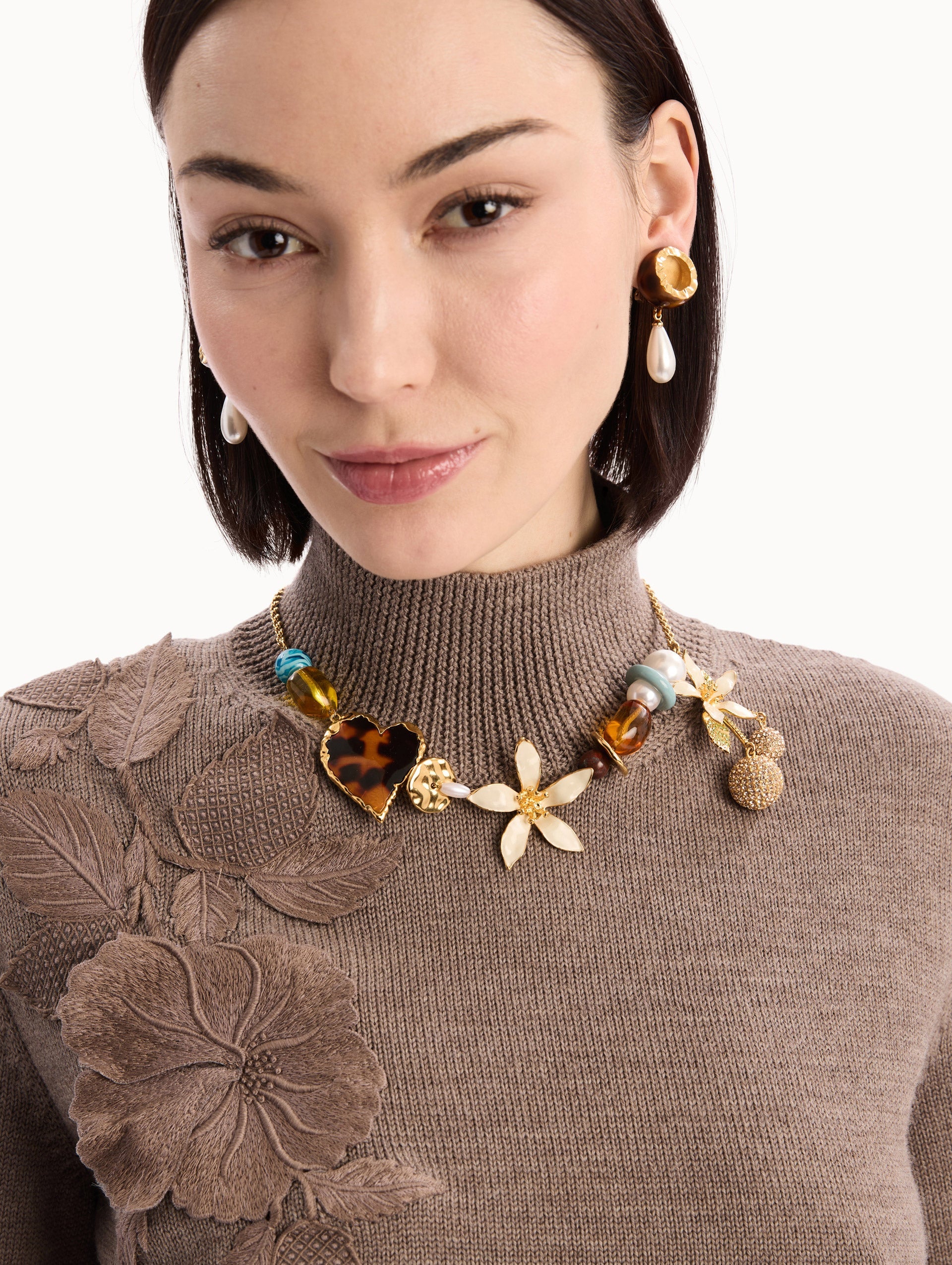 Oscar de la Renta Orange Blossom Charm Necklace