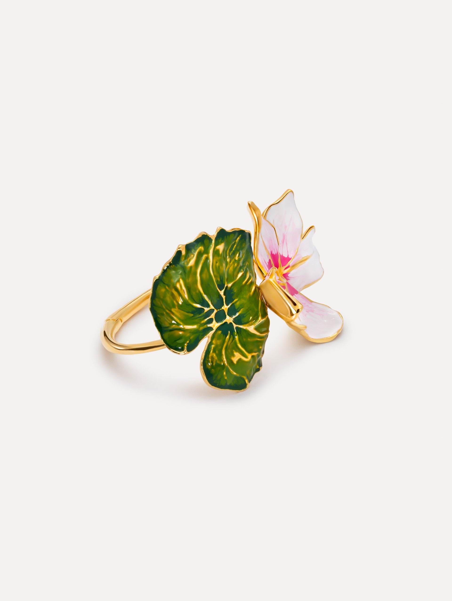 Oscar de la Renta Enamel Cyclamen Cuff Bracelet