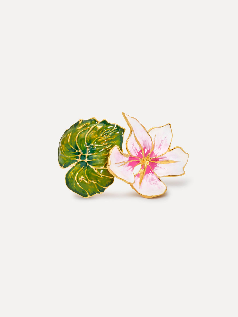 Oscar de la Renta Enamel Cyclamen Cuff Bracelet