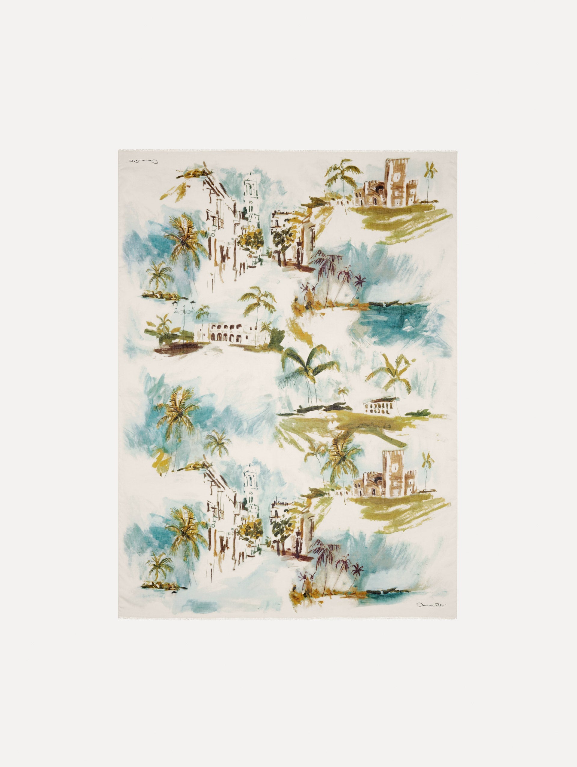 Oscar de la Renta Dominican Landscape Modal Cashmere Scarf