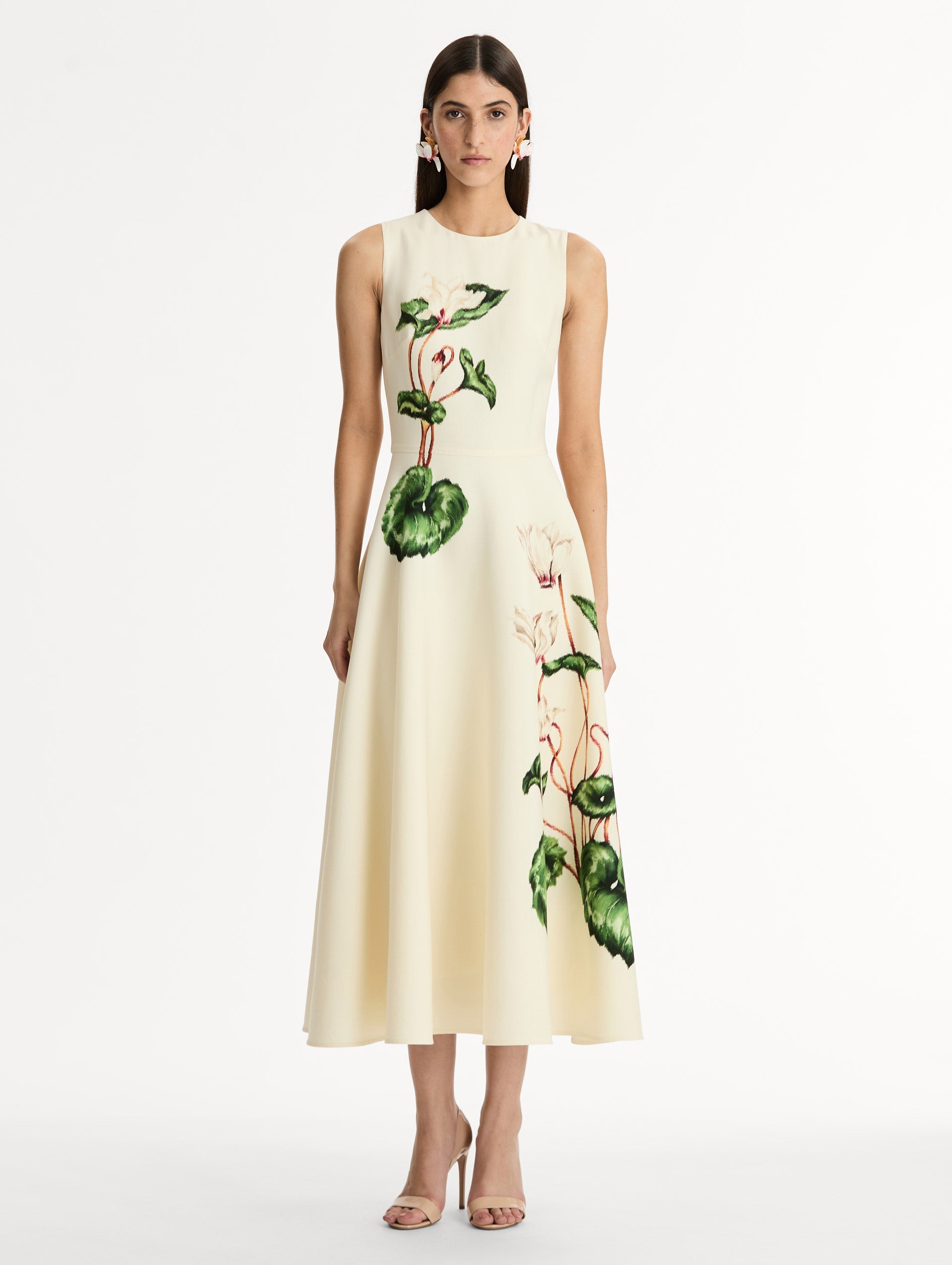 Oscar de la Renta Chiné Cyclamen Wool Dress