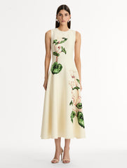 Oscar de la Renta Chiné Cyclamen Wool Dress