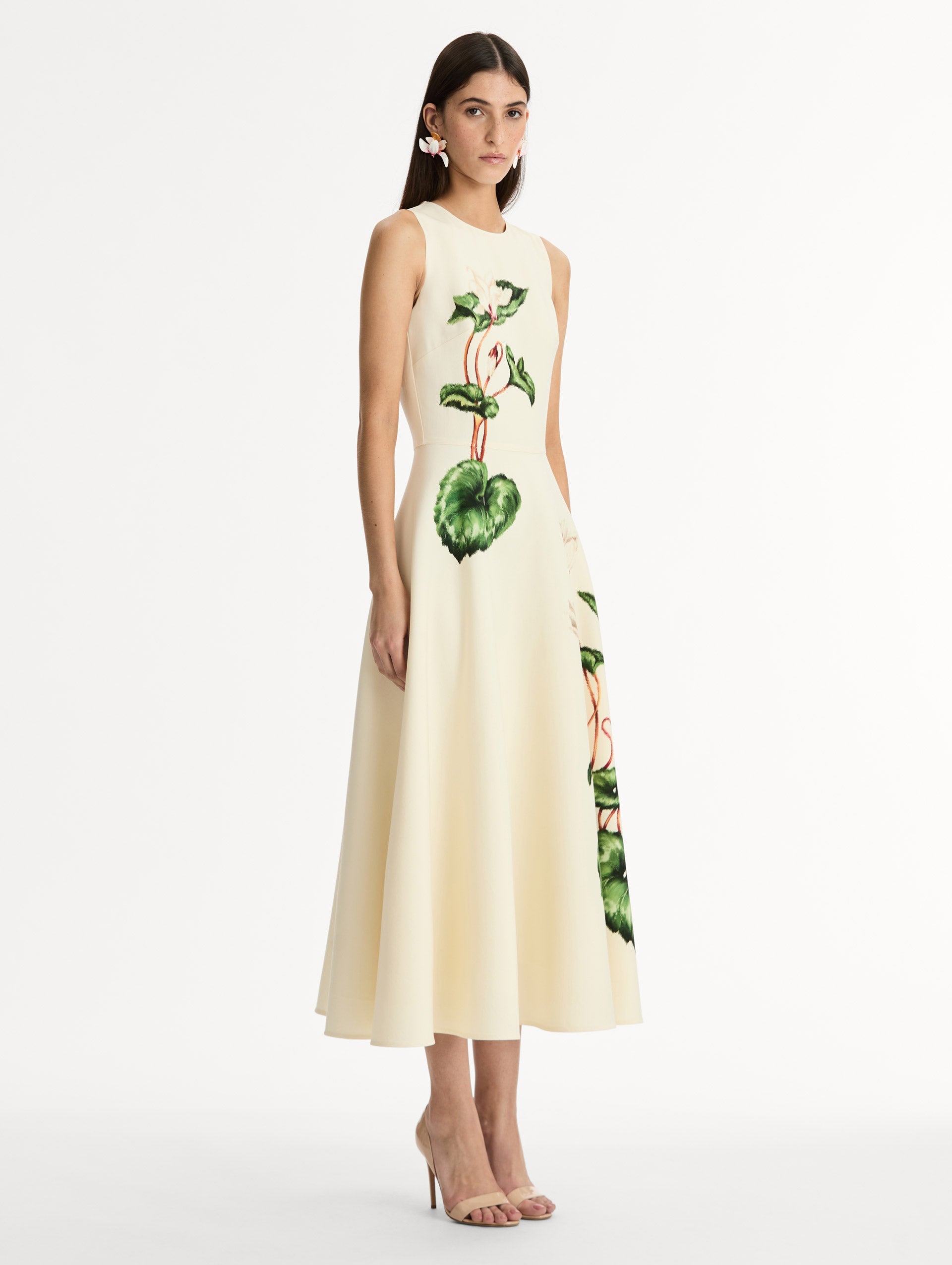 Oscar de la Renta Chiné Cyclamen Wool Dress