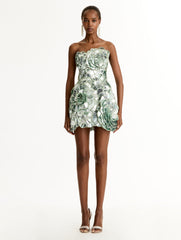 Oscar de la Renta Geometric Sequin Rosette Mini Dress