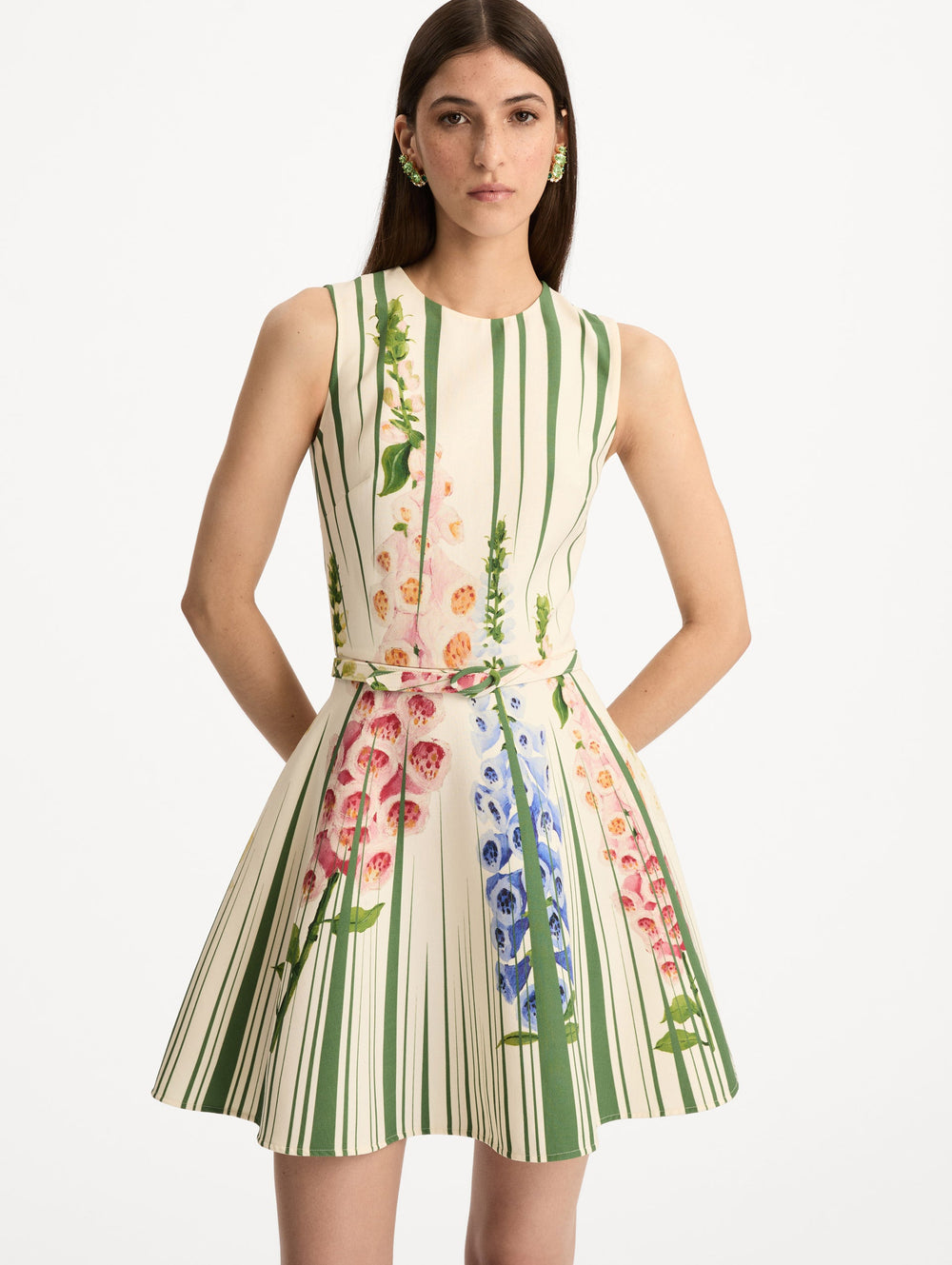 Oscar de la Renta Foxglove Trompe L’oeil Dress