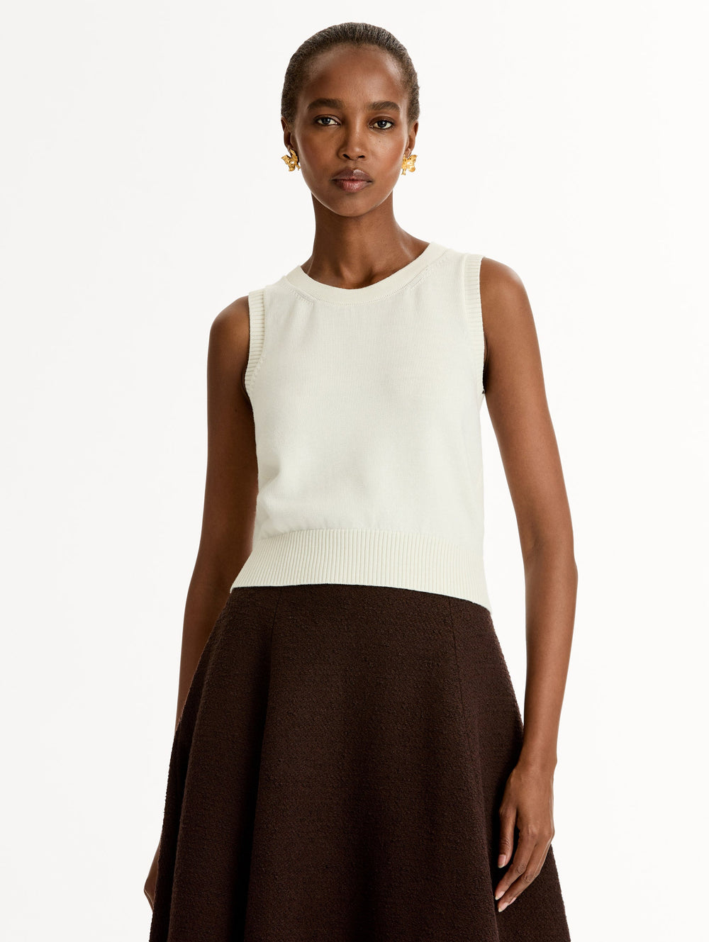 Oscar de la Renta Porcelain Flower Guipure Insert Tank