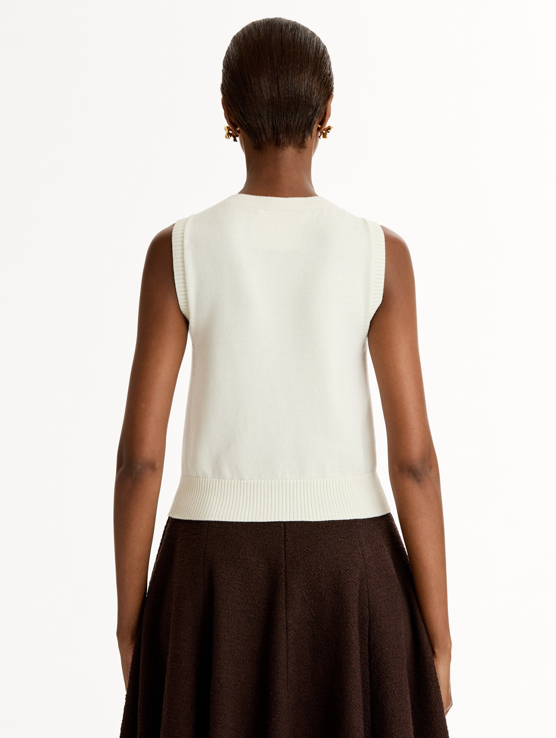 Oscar de la Renta Porcelain Flower Guipure Insert Tank