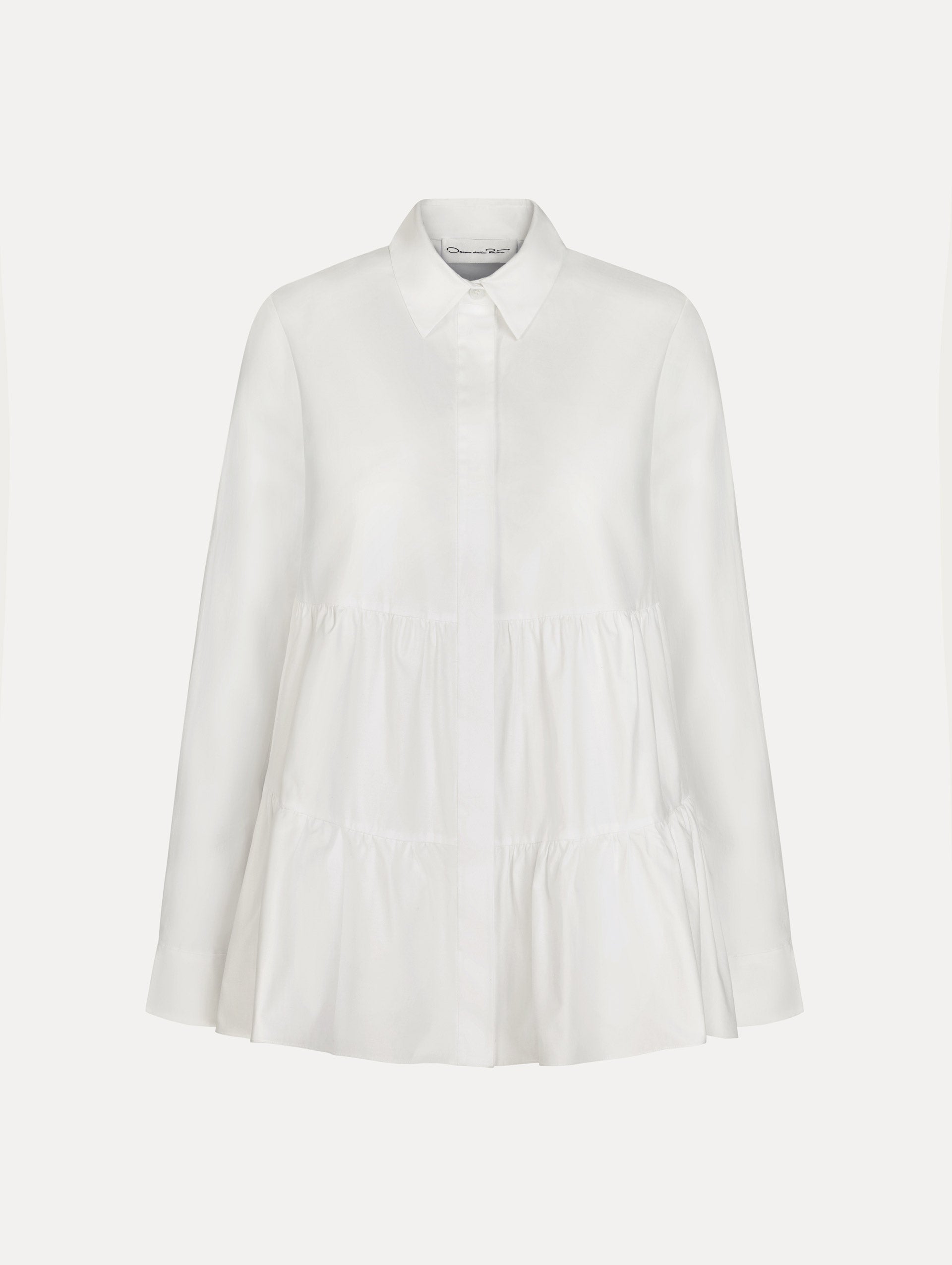 Oscar de la Renta Tiered Cotton Poplin Blouse