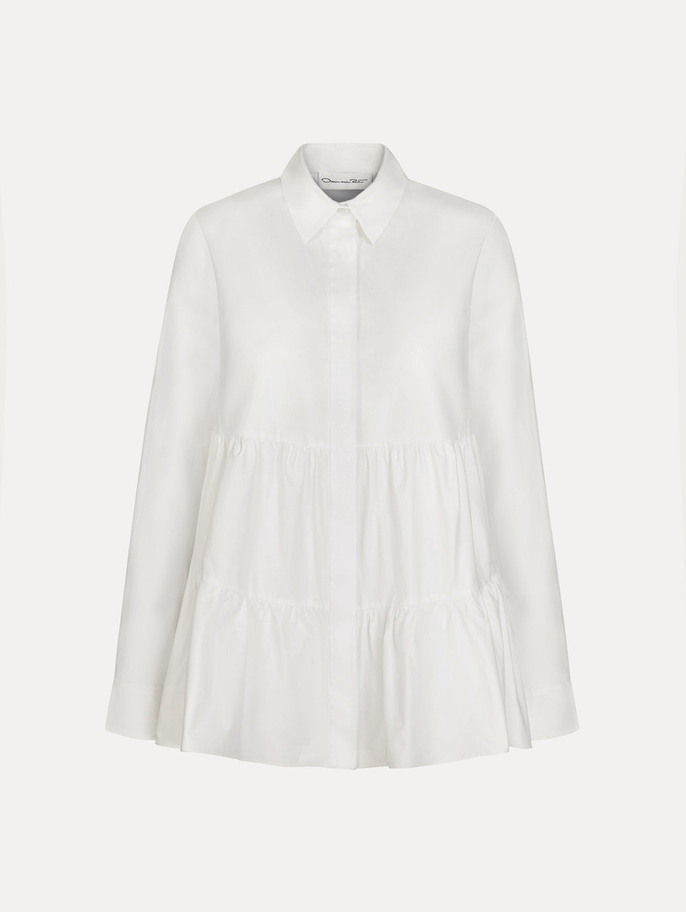 Oscar de la Renta Tiered Cotton Poplin Blouse