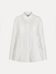 Oscar de la Renta Tiered Cotton Poplin Blouse