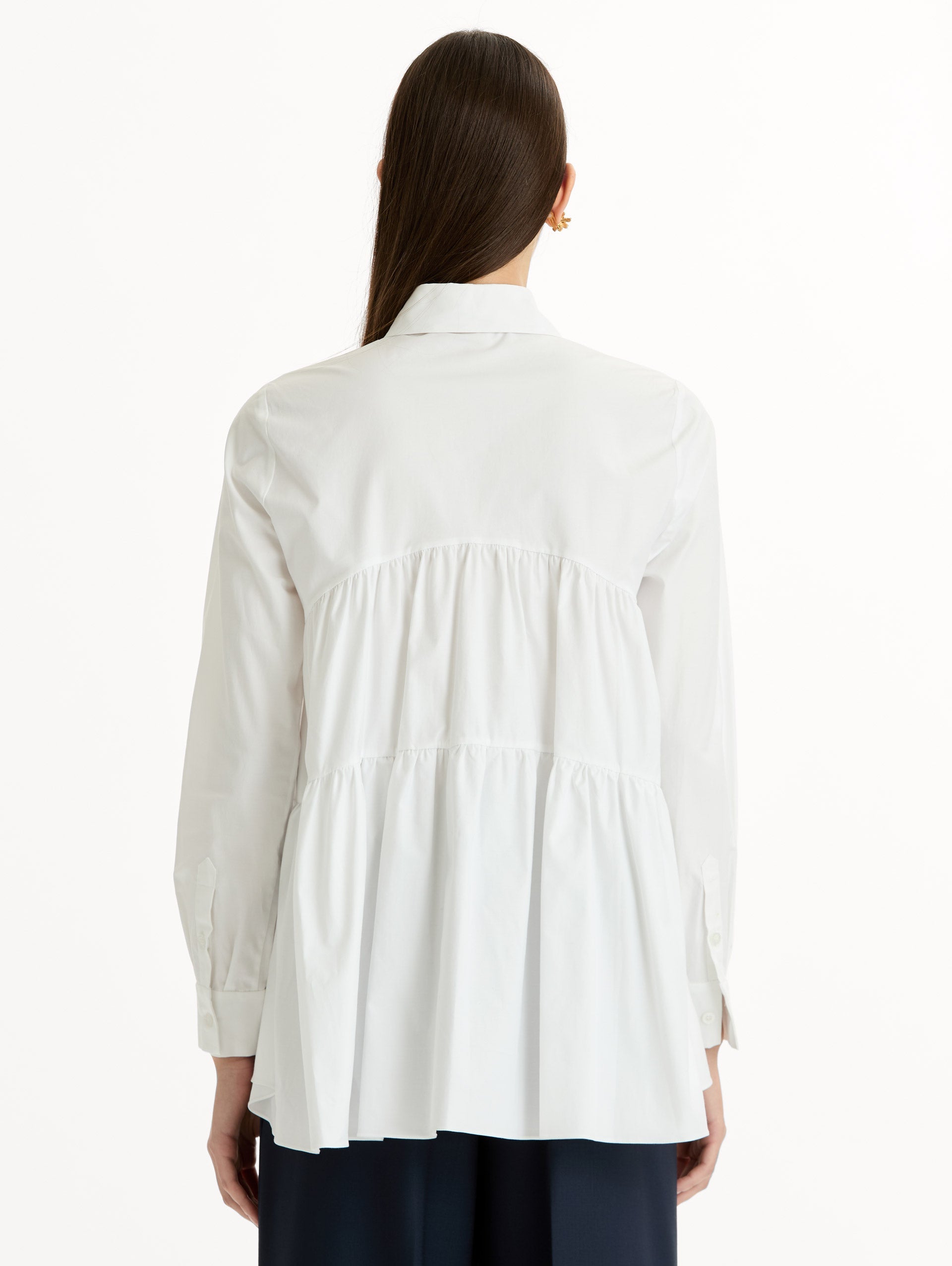 Oscar de la Renta Tiered Cotton Poplin Blouse