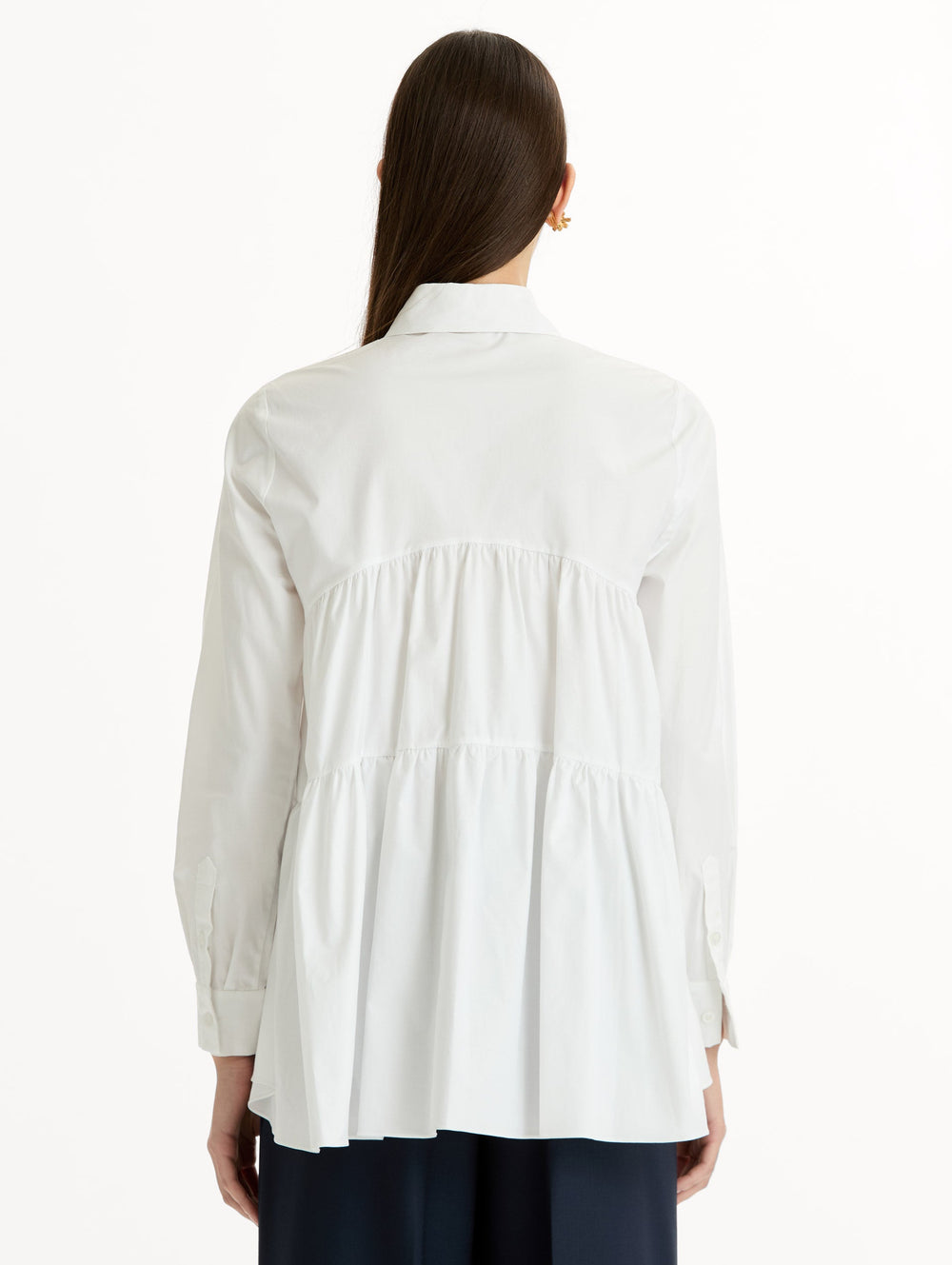 Oscar de la Renta Tiered Cotton Poplin Blouse