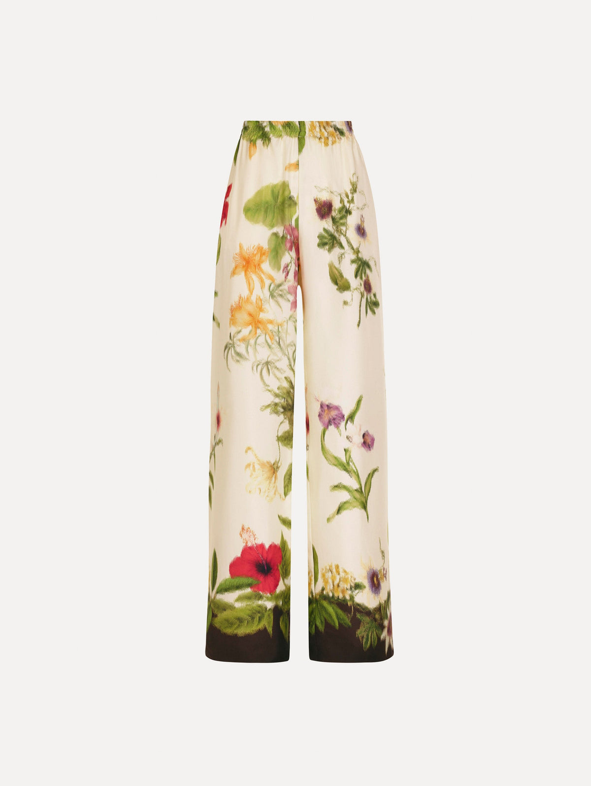 Oscar de la Renta Dominican Mixed-Floral Wide Leg Pant