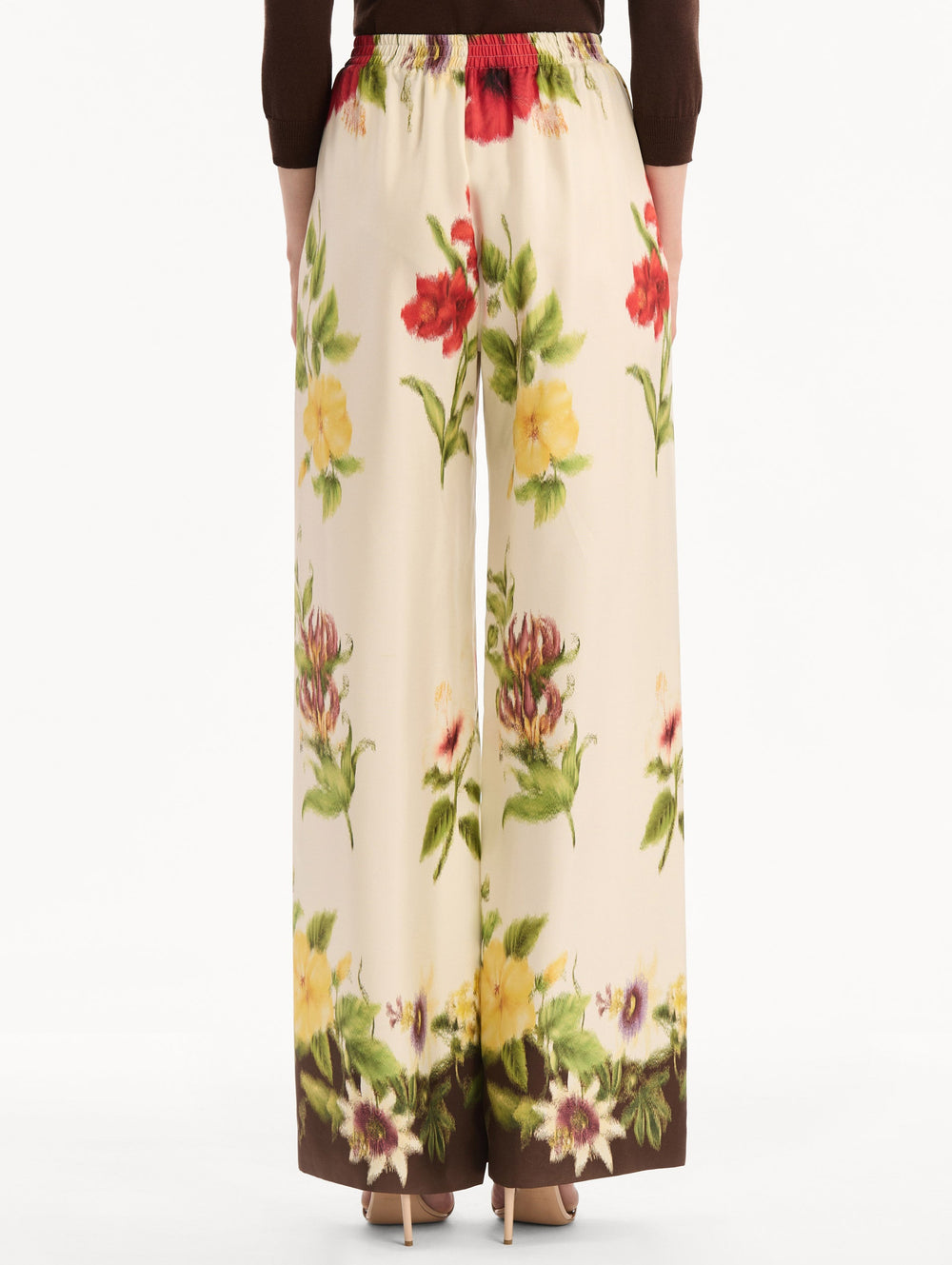 Oscar de la Renta Dominican Mixed-Floral Wide Leg Pant