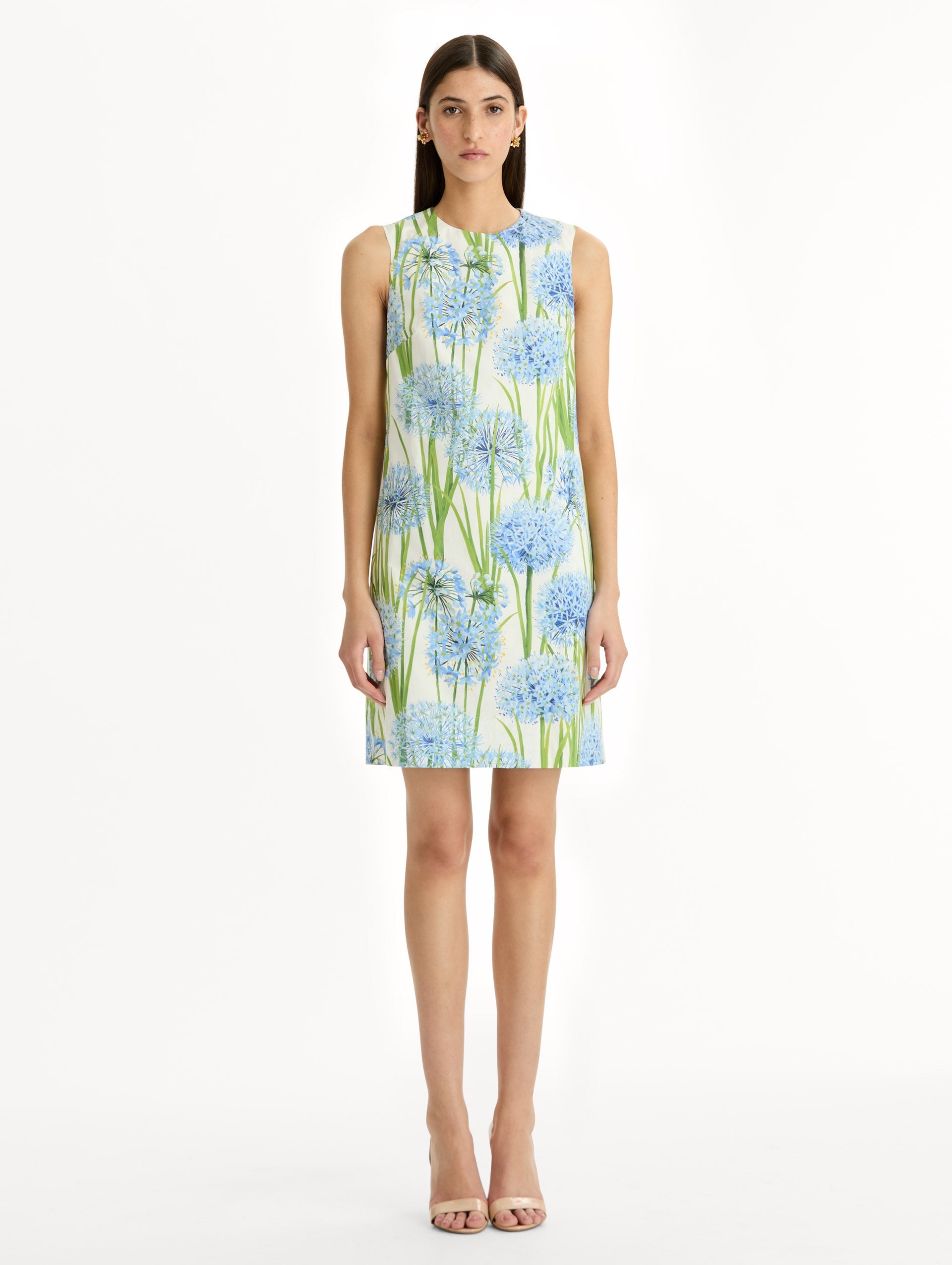 Oscar de la Renta Allium Cotton Poplin Sleeveless Shift Dress