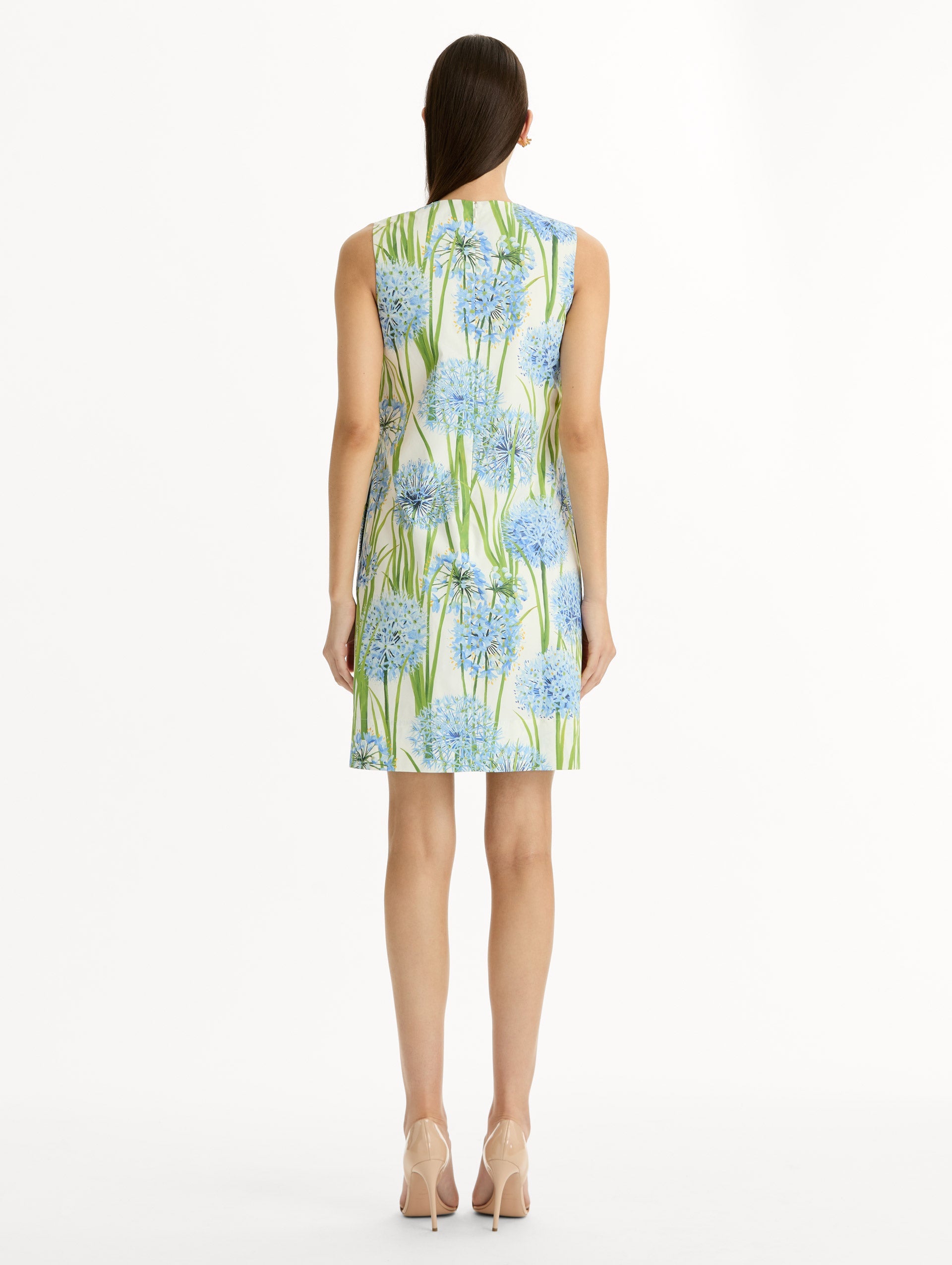 Oscar de la Renta Allium Cotton Poplin Sleeveless Shift Dress