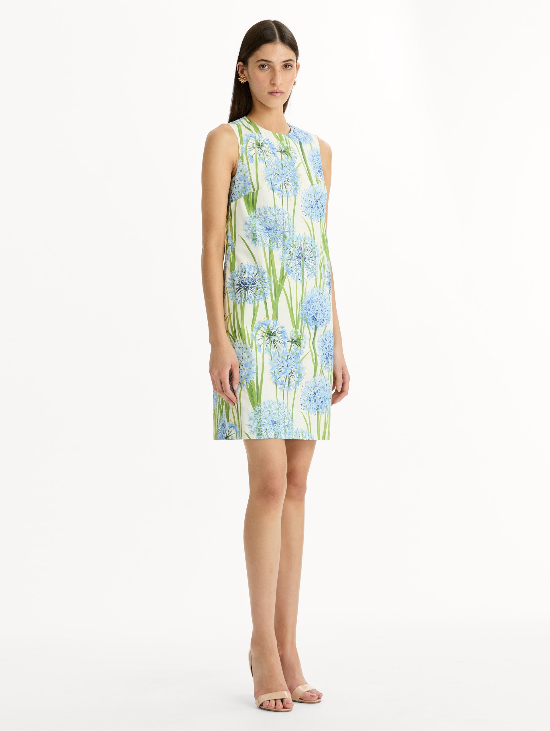 Oscar de la Renta Allium Cotton Poplin Sleeveless Shift Dress
