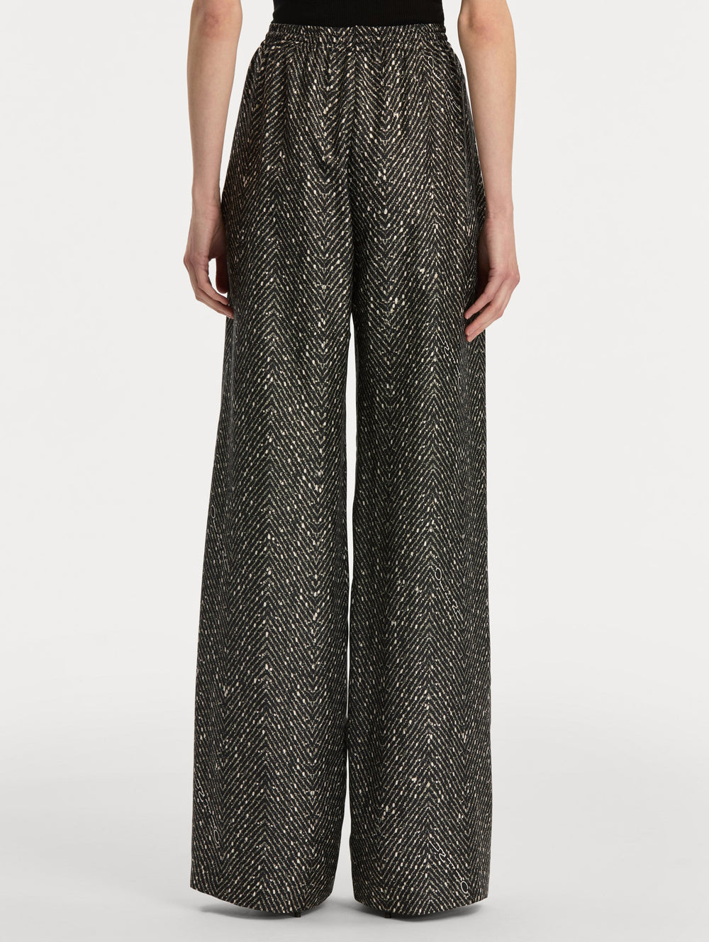 Oscar de la Renta Chevron Silk Twill Drawstring Pant