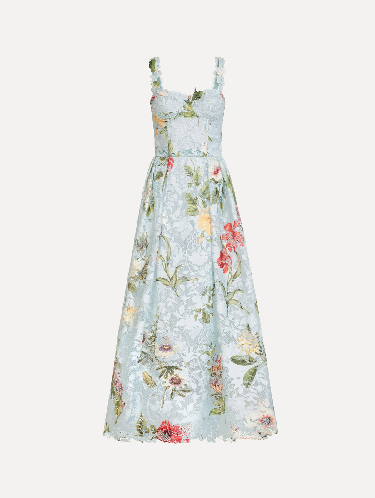 Oscar de la Renta Dominican Mixed-Floral Guipure Cocktail Dress