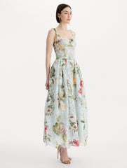 Oscar de la Renta Dominican Mixed-Floral Guipure Cocktail Dress