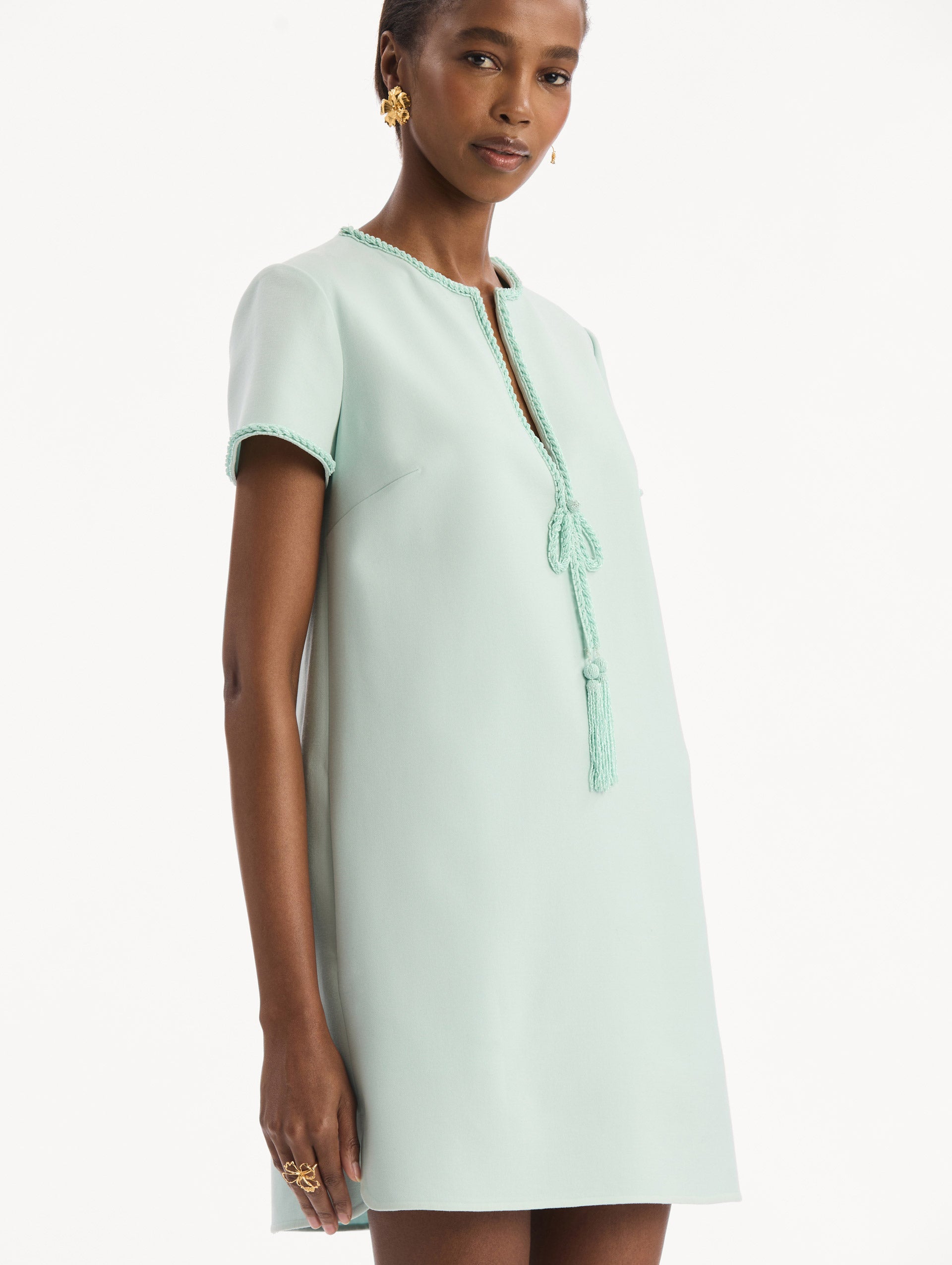 Oscar de la Renta Beaded Bow-Detail Shift Dress