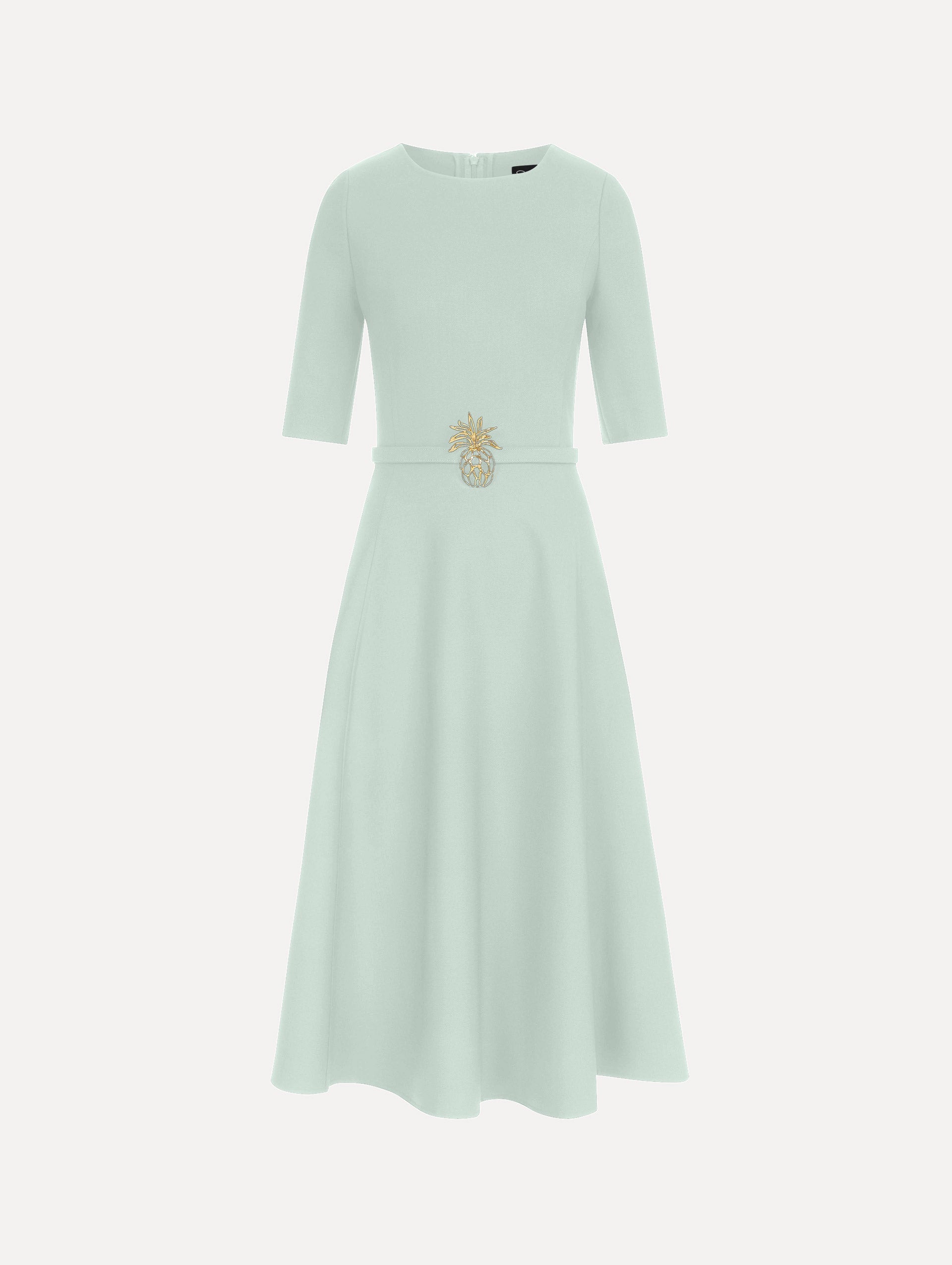 Oscar de la Renta Pineapple Belt Wool Dress