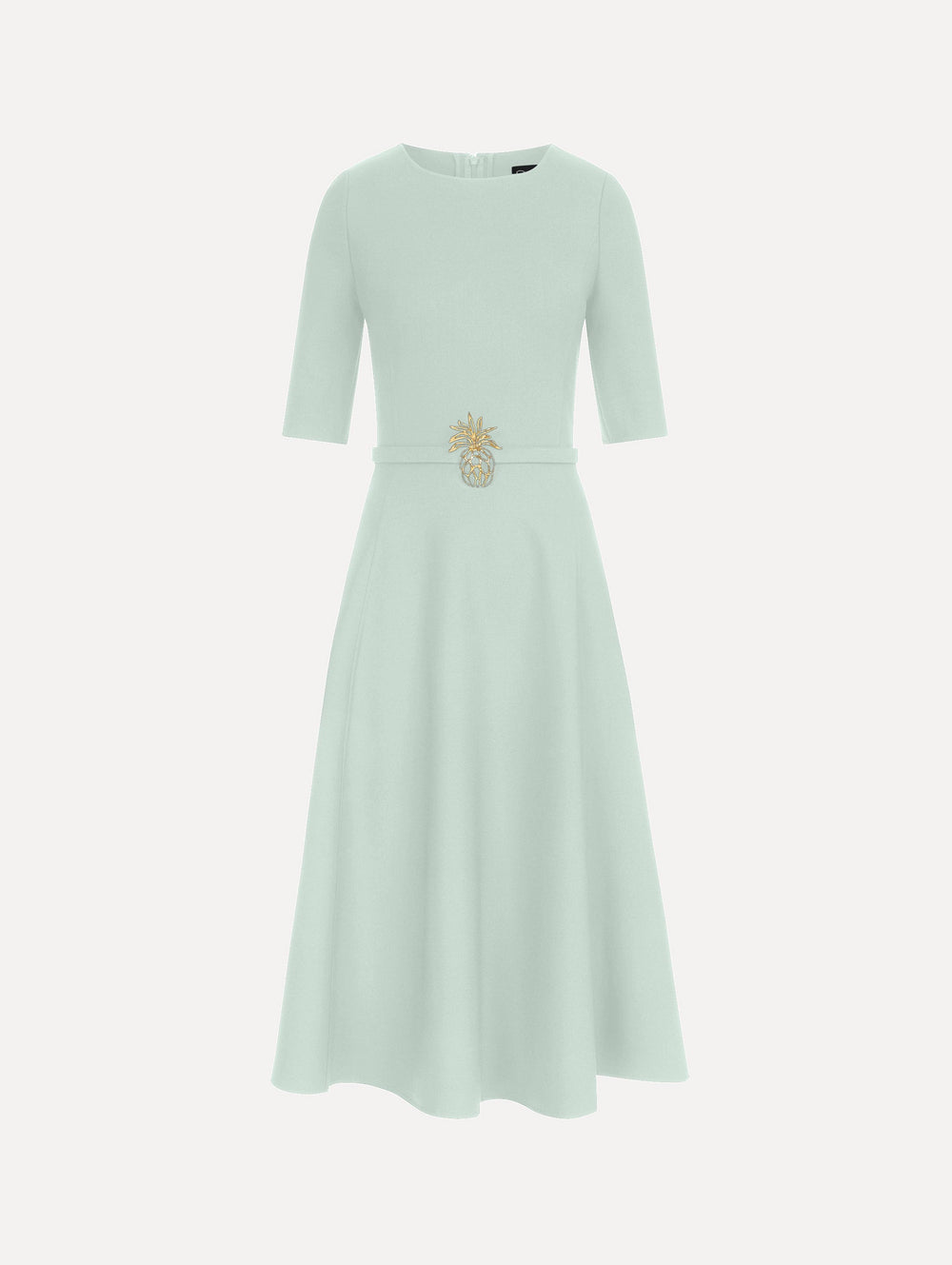 Oscar de la Renta Pineapple Belt Wool Dress