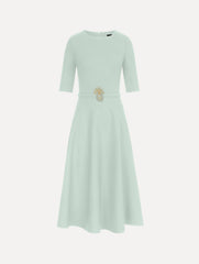 Oscar de la Renta Pineapple Belt Wool Dress