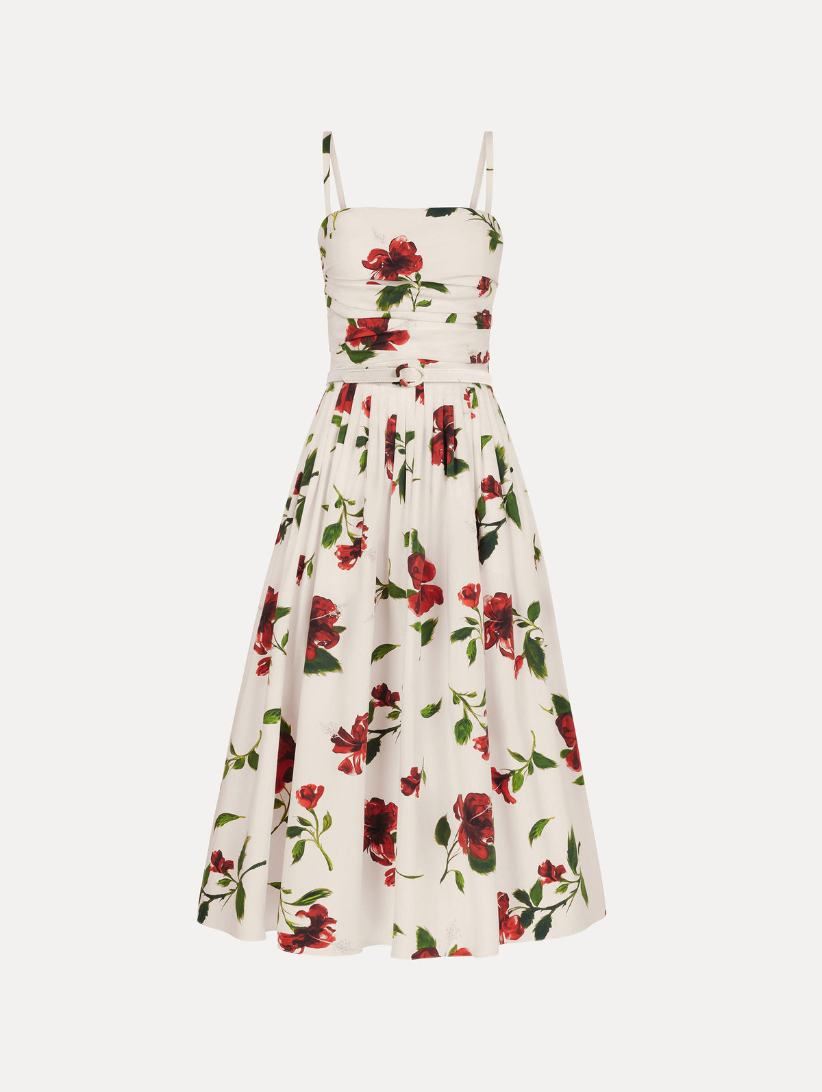 Oscar de la Renta Hibiscus Cotton Poplin Dress