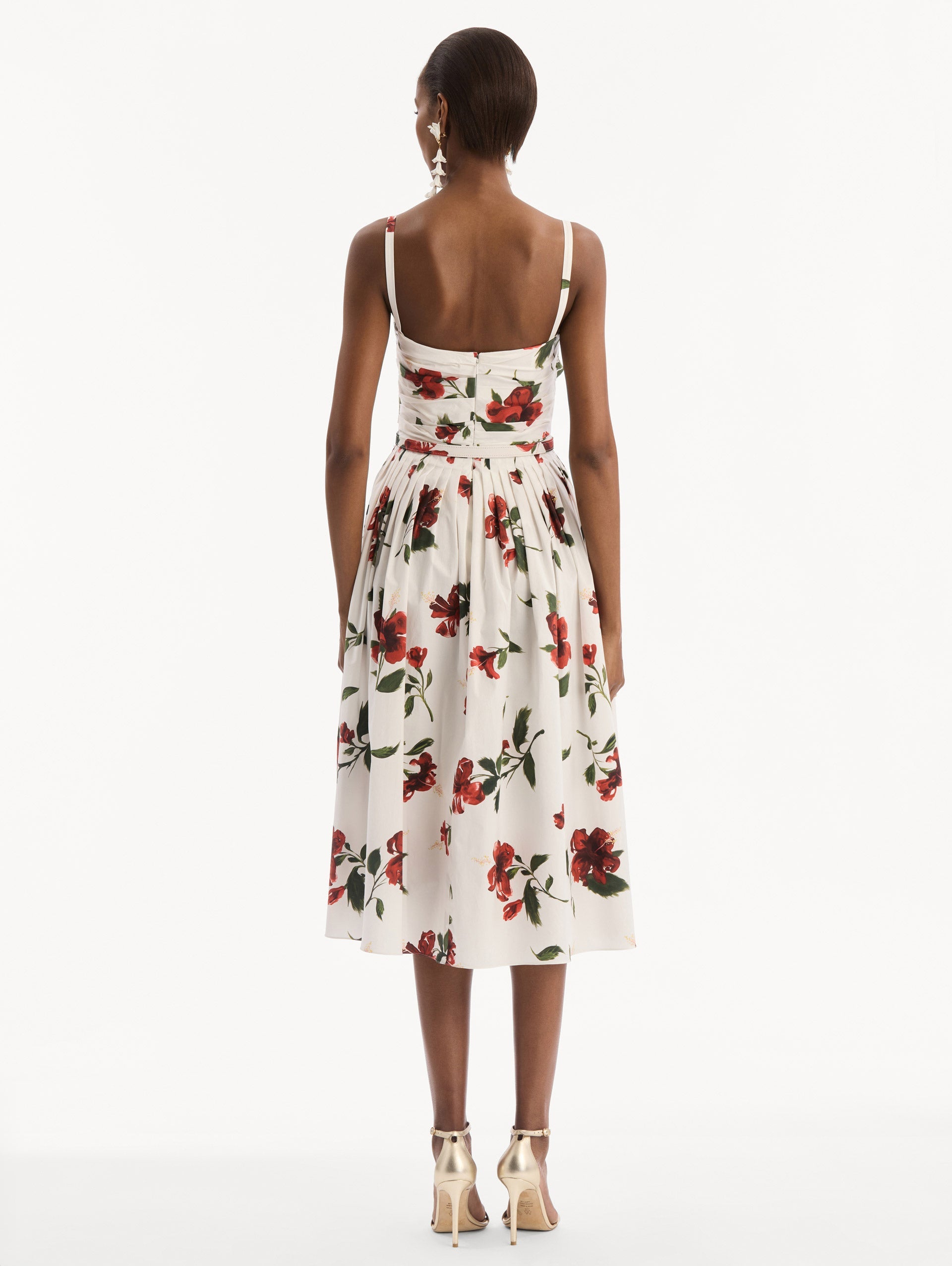 Oscar de la Renta Hibiscus Cotton Poplin Dress