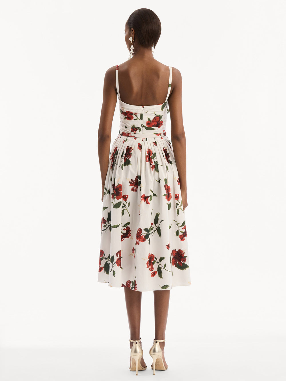 Oscar de la Renta Hibiscus Cotton Poplin Dress