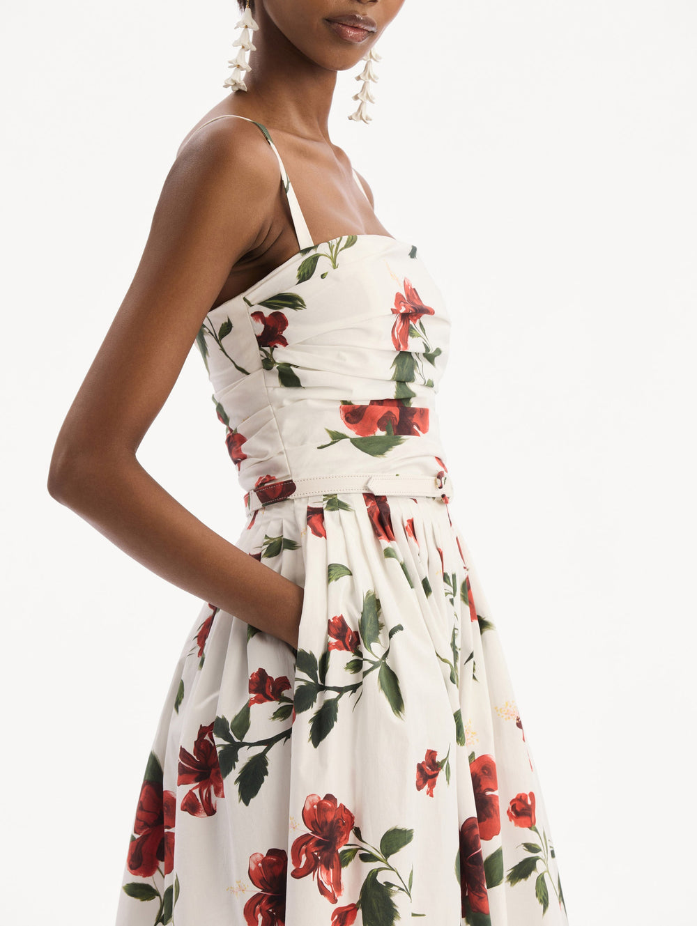 Oscar de la Renta Hibiscus Cotton Poplin Dress
