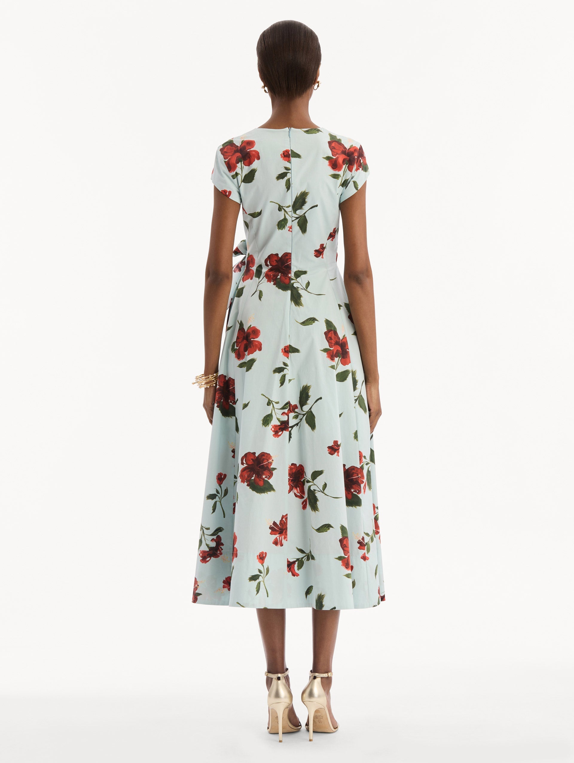 Oscar de la Renta Hibiscus Cotton Poplin Wrap Dress