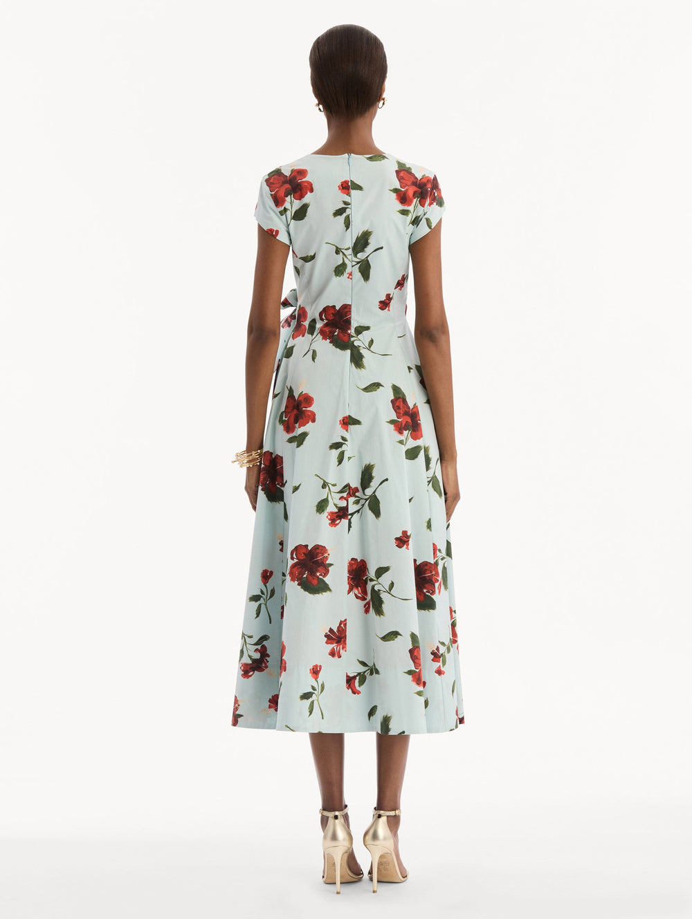 Oscar de la Renta Hibiscus Cotton Poplin Wrap Dress