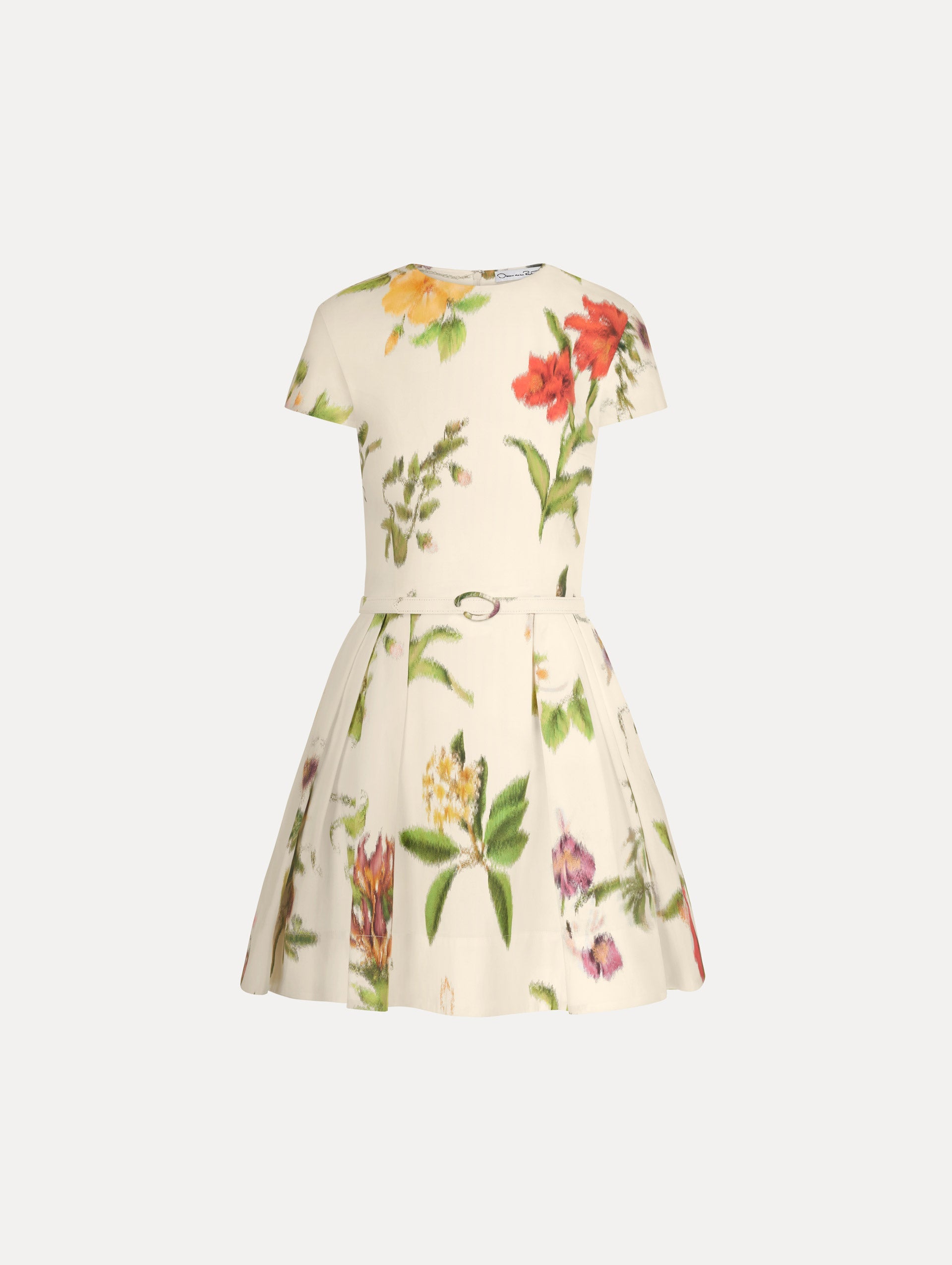 Oscar de la Renta Chiné Dominican Mixed-Floral Cotton Poplin Dress