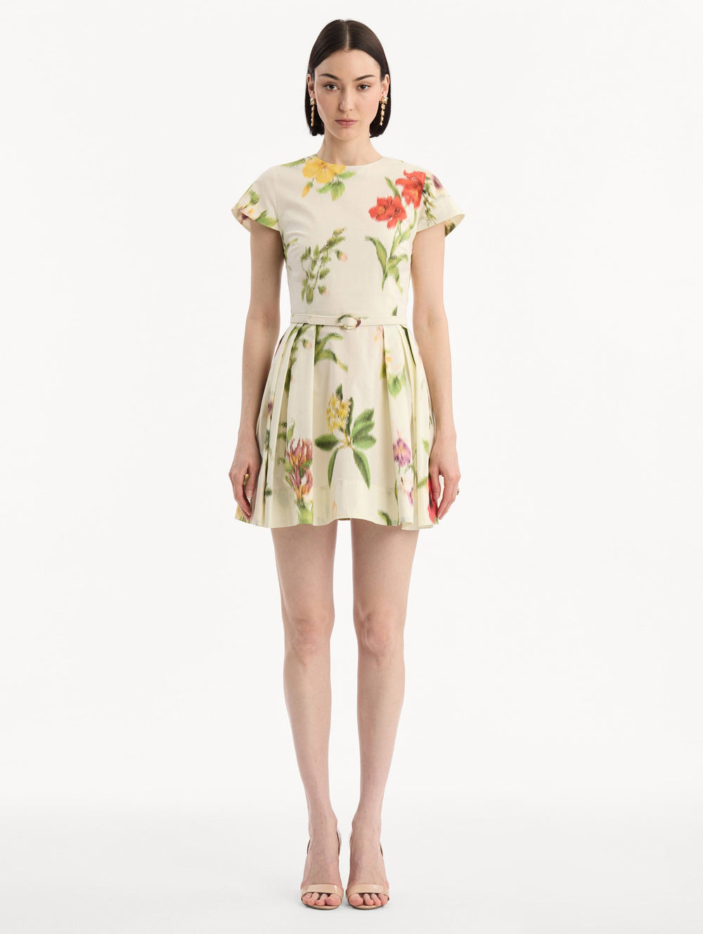 Oscar de la Renta Chiné Dominican Mixed-Floral Cotton Poplin Dress