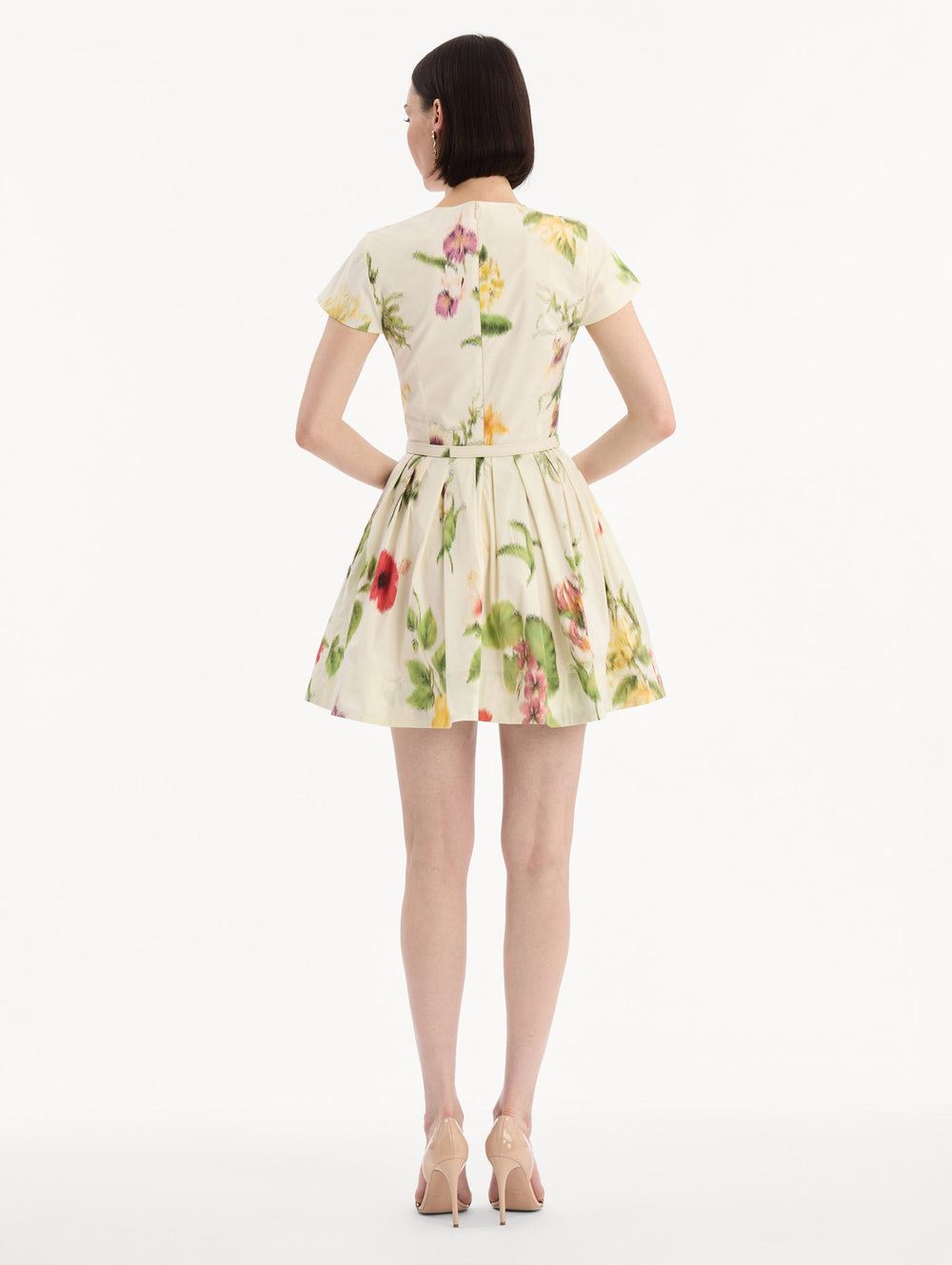 Oscar de la Renta Chiné Dominican Mixed-Floral Cotton Poplin Dress