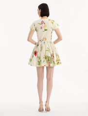 Oscar de la Renta Chiné Dominican Mixed-Floral Cotton Poplin Dress