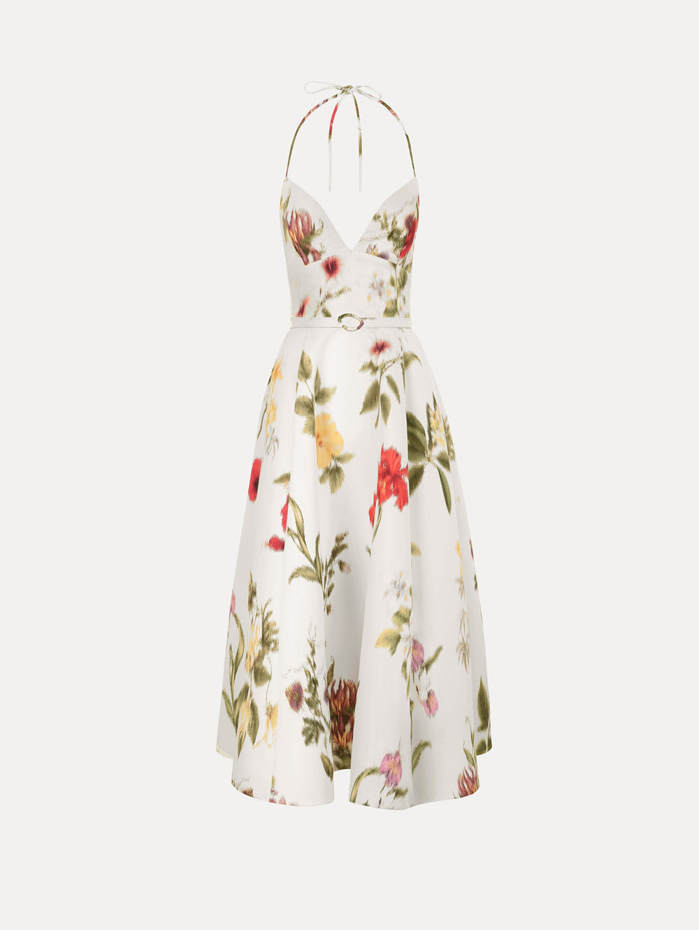 Oscar de la Renta Chiné Dominican Mixed-Floral Faille Cocktail Dress