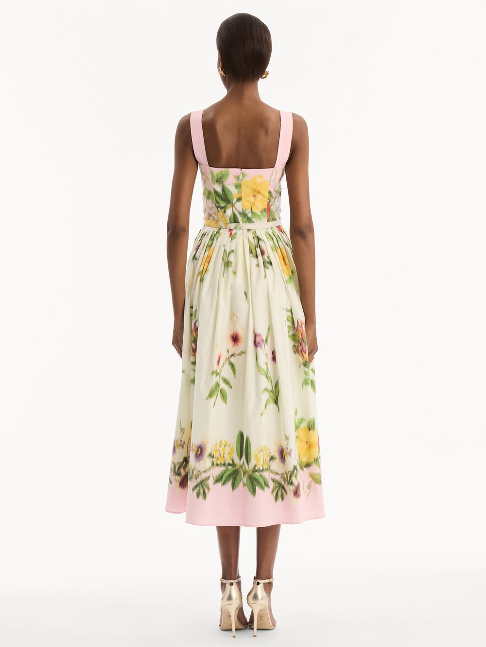 Oscar de la Renta Dominican Mixed-Floral Cotton Poplin Dress