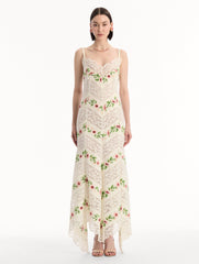 Oscar de la Renta Chiné Hibiscus Striped Cotton Poplin Dress