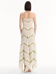 Oscar de la Renta Chiné Hibiscus Striped Cotton Poplin Dress