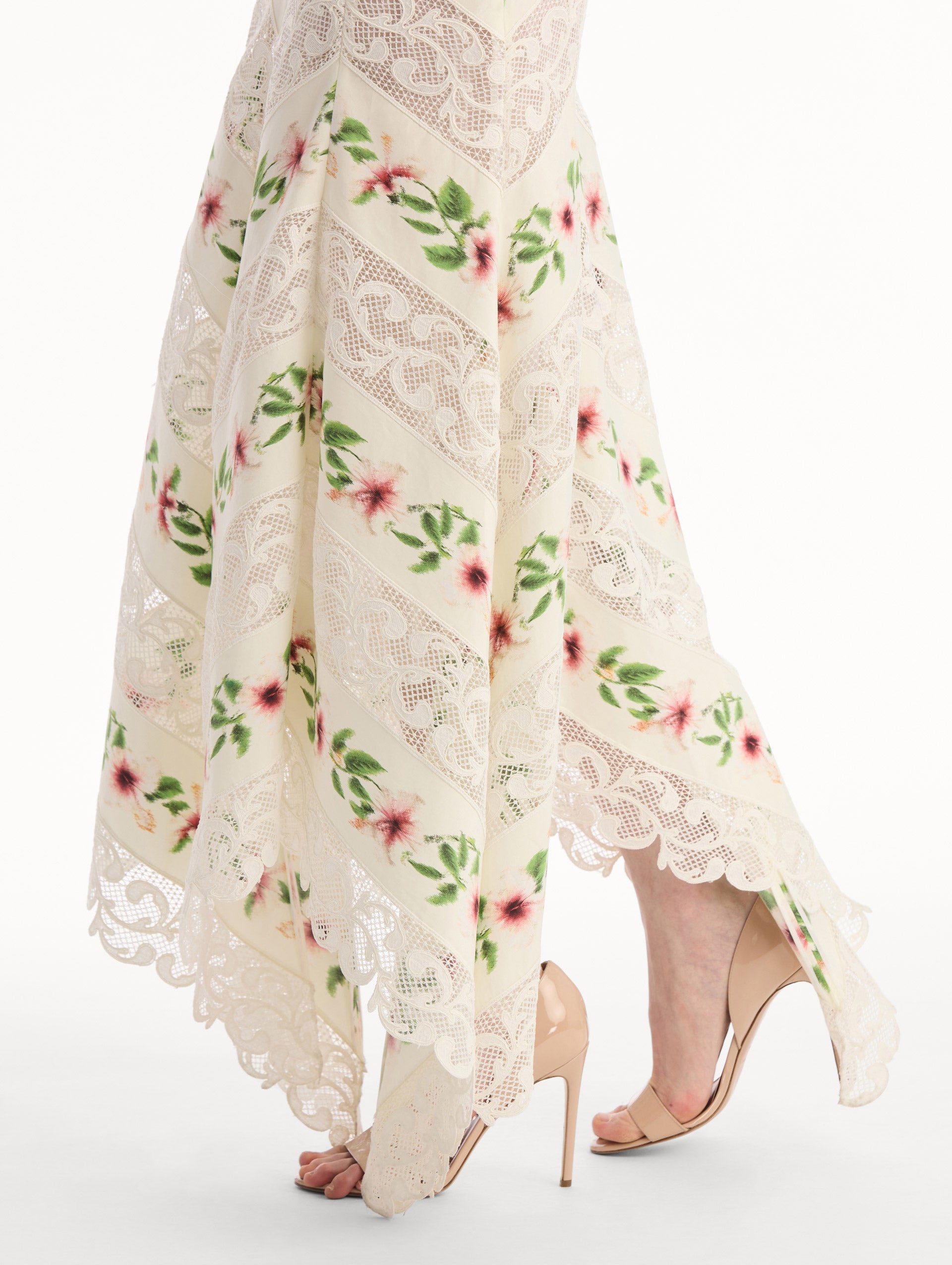 Oscar de la Renta Chiné Hibiscus Striped Cotton Poplin Dress