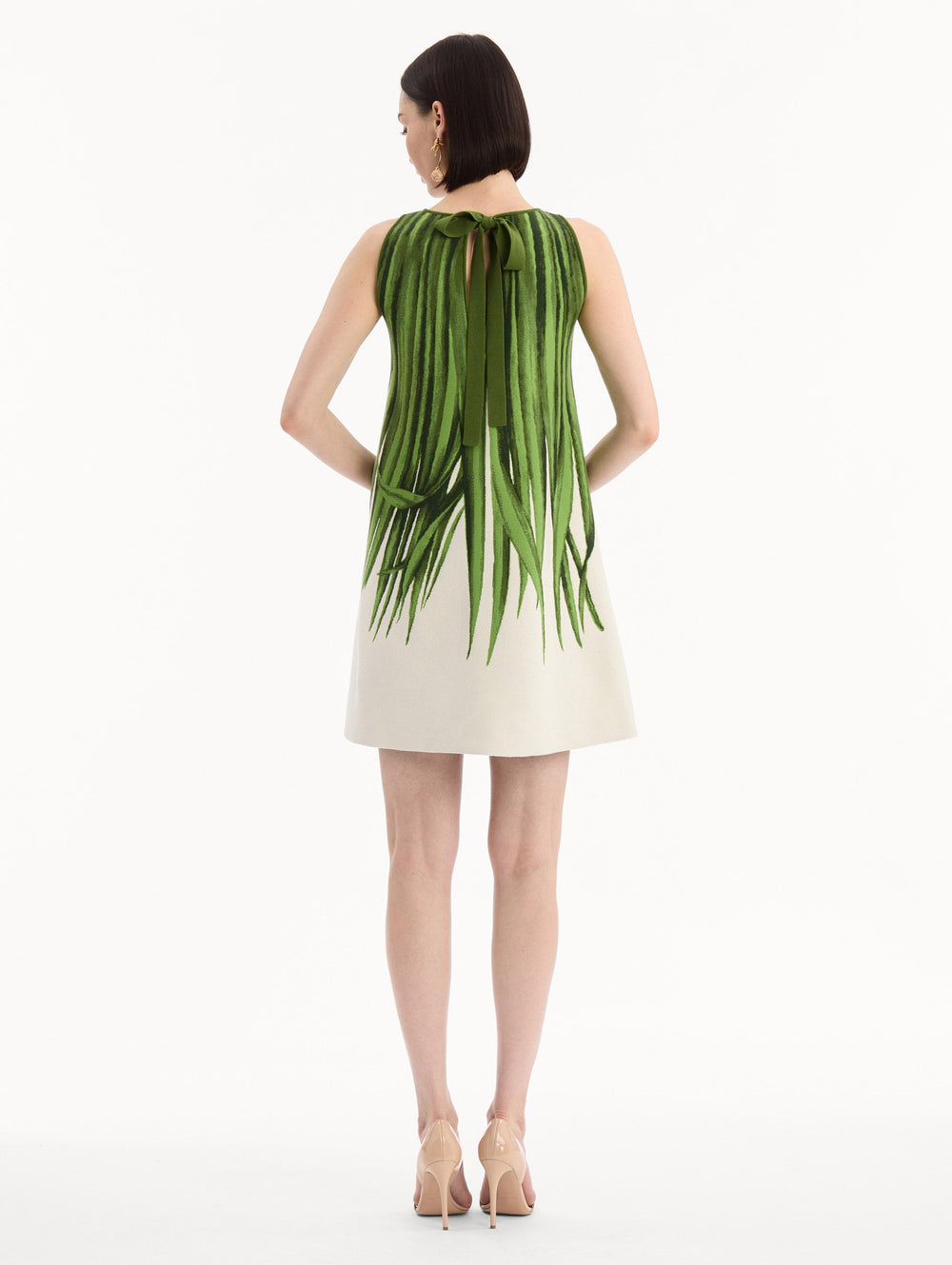 Oscar de la Renta Palm Leaves Jacquard Shift Dress