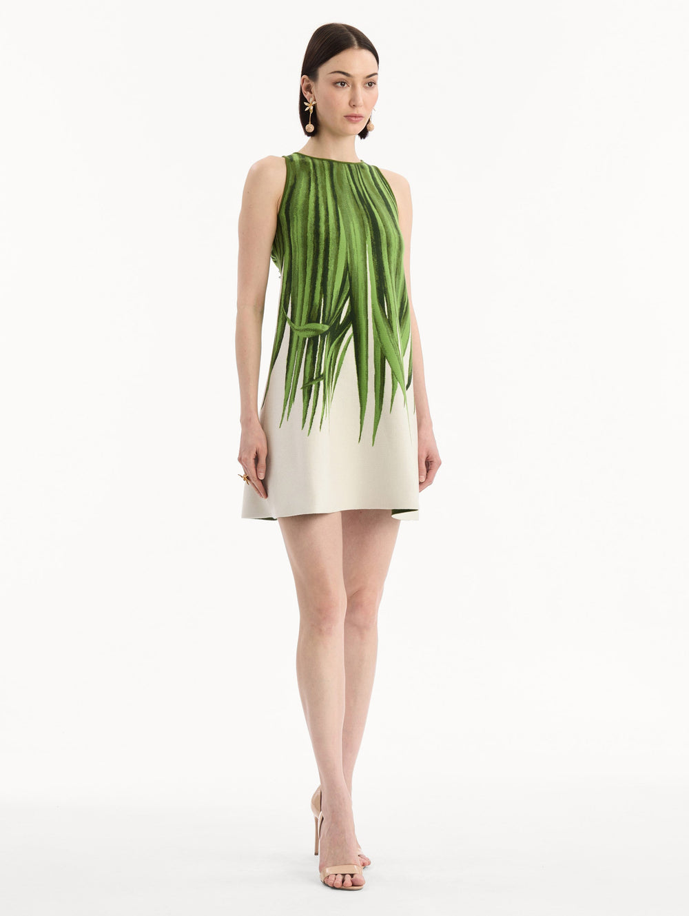 Oscar de la Renta Palm Leaves Jacquard Shift Dress