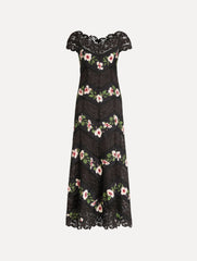 Oscar de la Renta Chiné Hibiscus Striped Faille Midi Dress