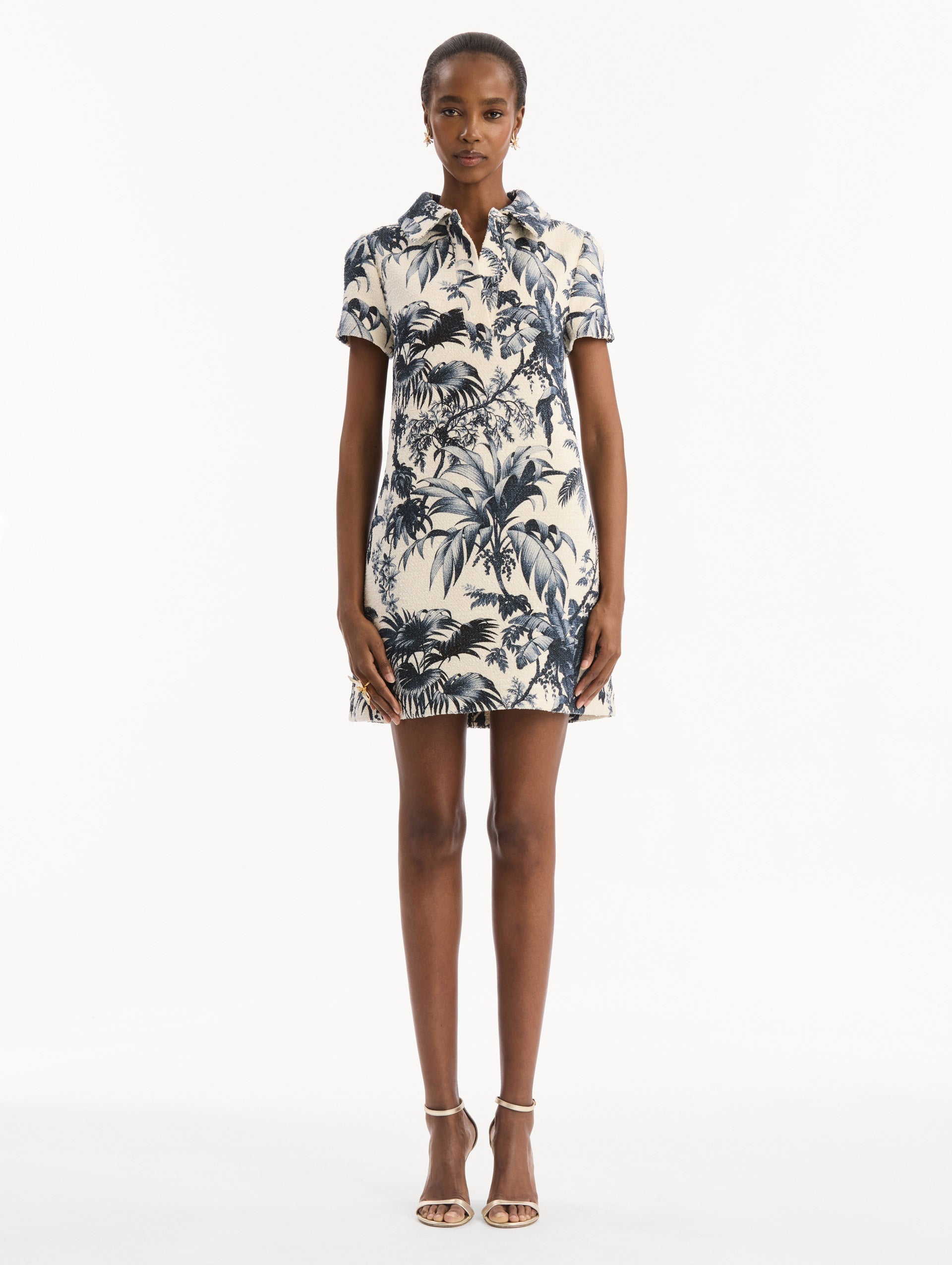 Oscar de la Renta Chiné Palm Leaves Shift Dress
